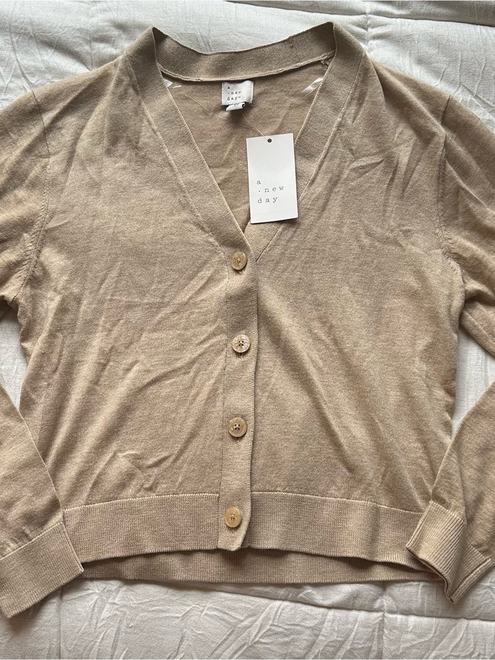 a new day Beige V-Neck Button Cardigan